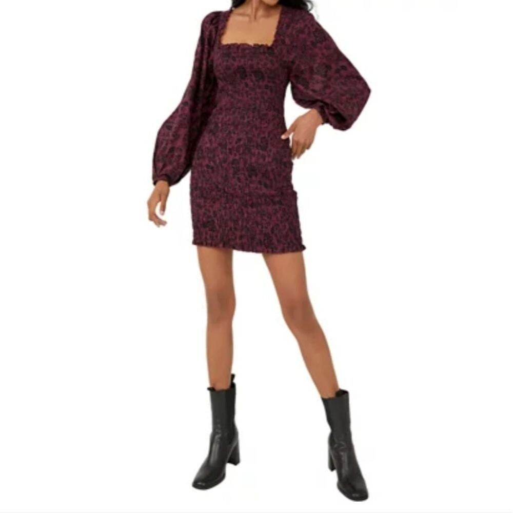 Free People Smock It To Me Mini Dress Hazelnut Combo Size S